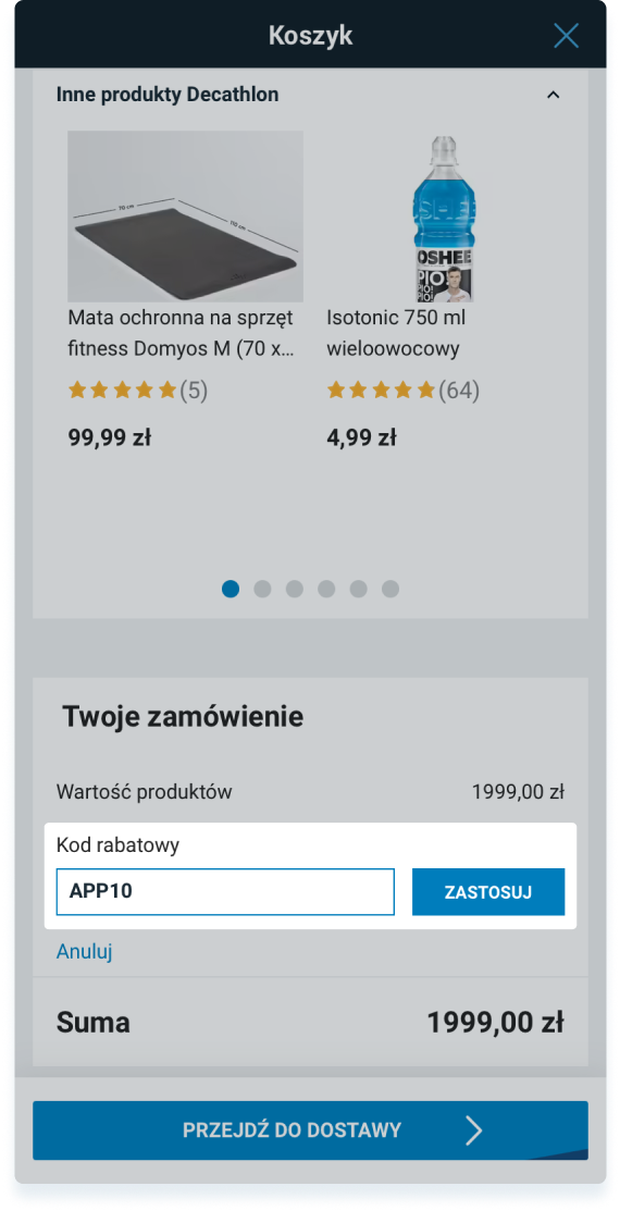 Aplikacja z kodem Decathlon